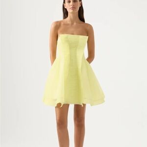 Aje Strapless Yellow Dress